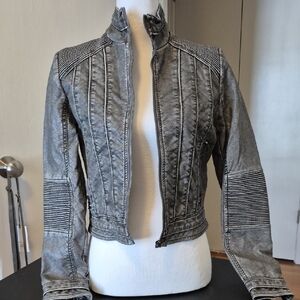 Celsius Premium Moto Jacket – Size Small – Gray PU/Poly Blend